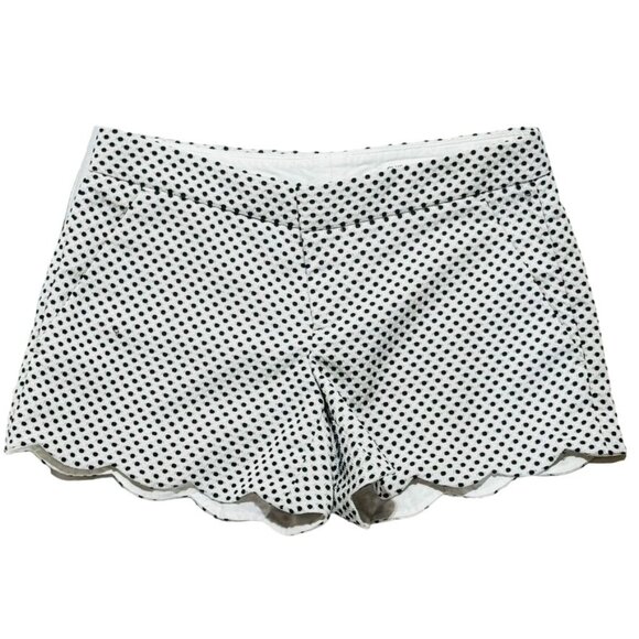CLUB MONACO Women's Shorts Textured White Black Polka Dot Stretch Pockets Size 0 - Picture 4 of 9